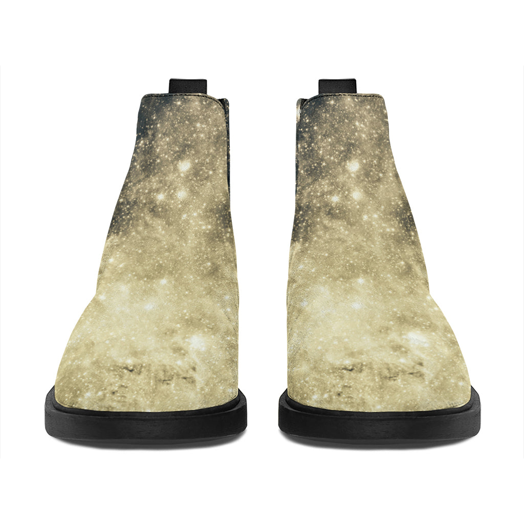 Full Moon And Night Stars Print Flat Ankle Boots