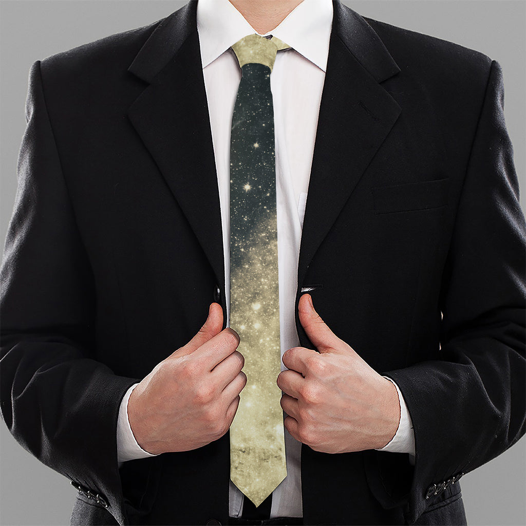 Full Moon And Night Stars Print Necktie