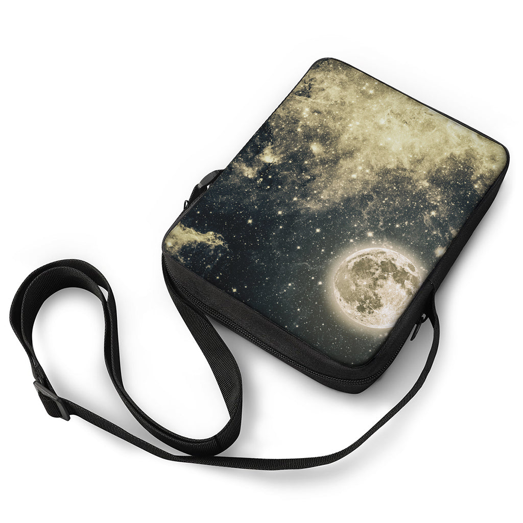 Full Moon And Night Stars Print Rectangular Crossbody Bag