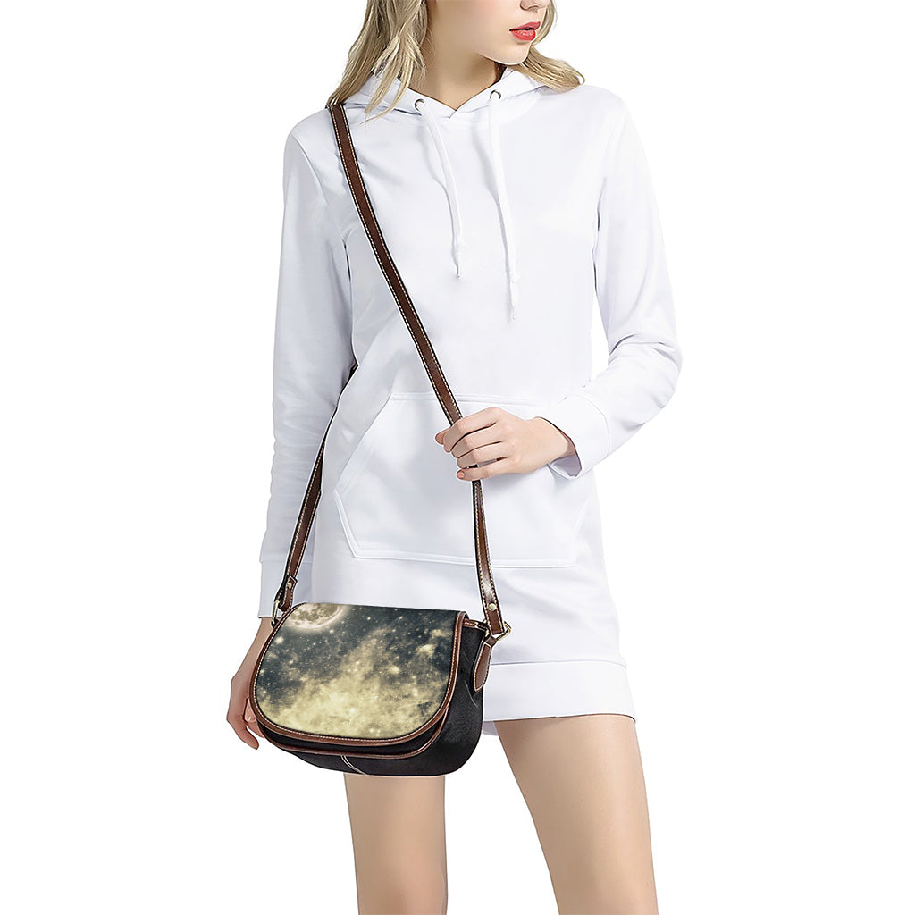 Full Moon And Night Stars Print Saddle Bag