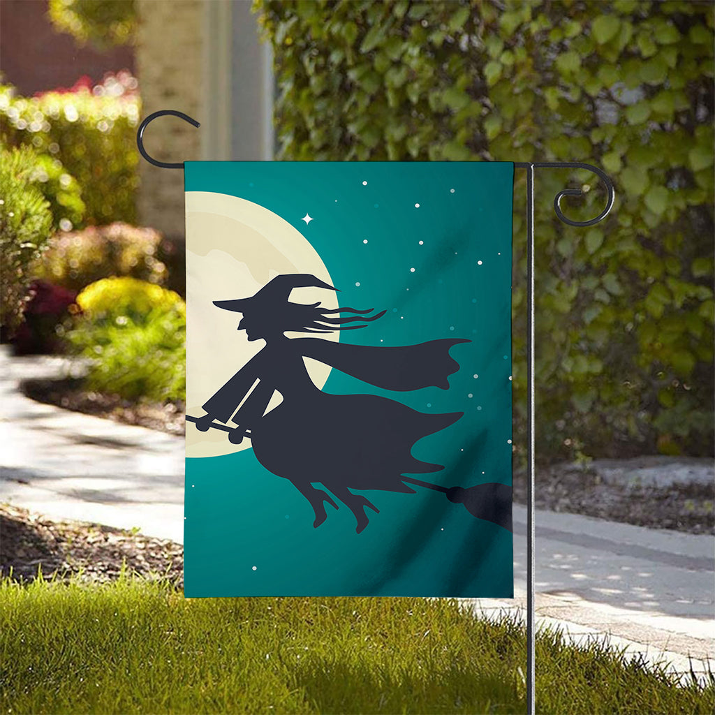 Full Moon Halloween Flying Witch Print House Flag