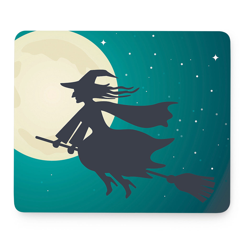 Full Moon Halloween Flying Witch Print Mouse Pad