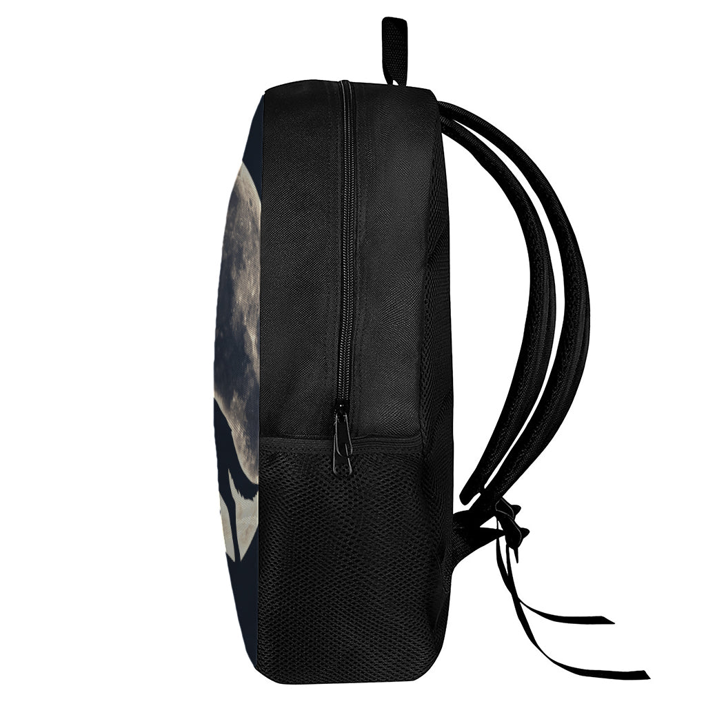 Full Moon Howling Wolf Print 17 Inch Backpack