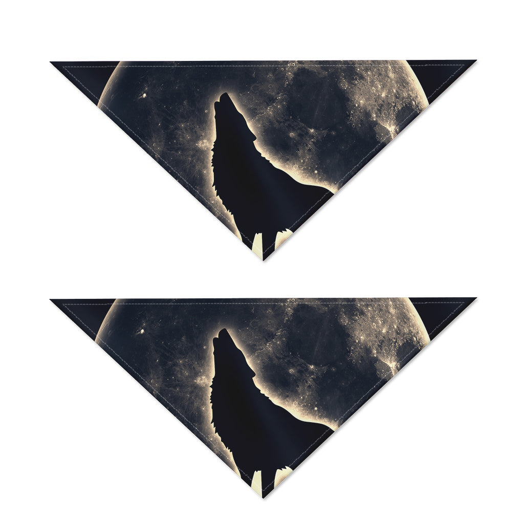Full Moon Howling Wolf Print Dog Bandana