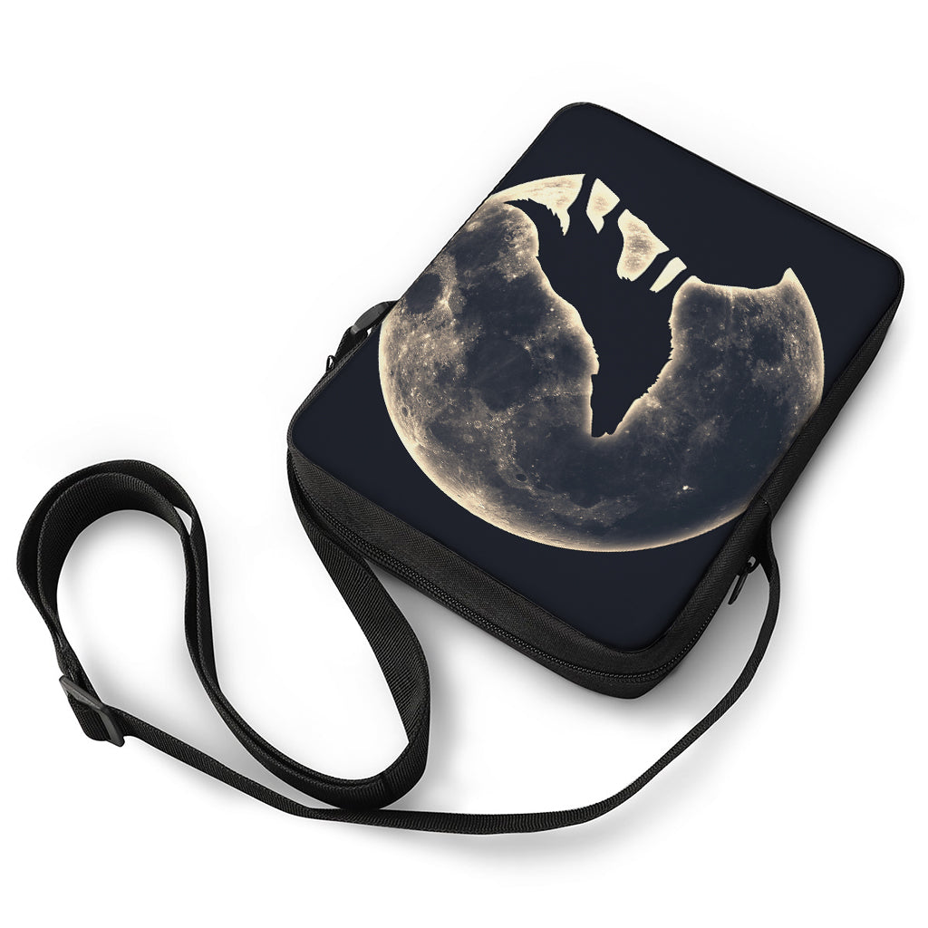 Full Moon Howling Wolf Print Rectangular Crossbody Bag