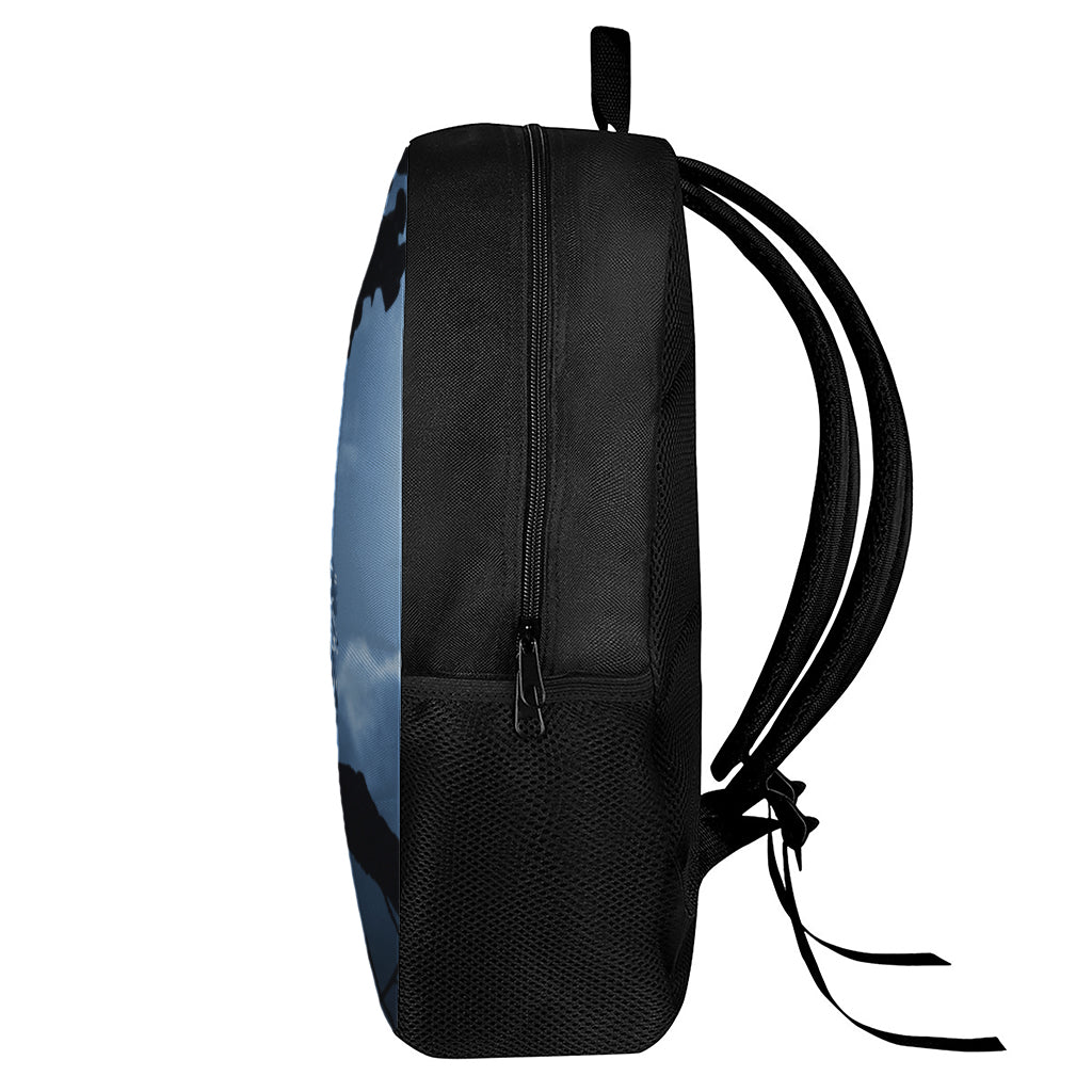 Full Moon Night Owl Print 17 Inch Backpack