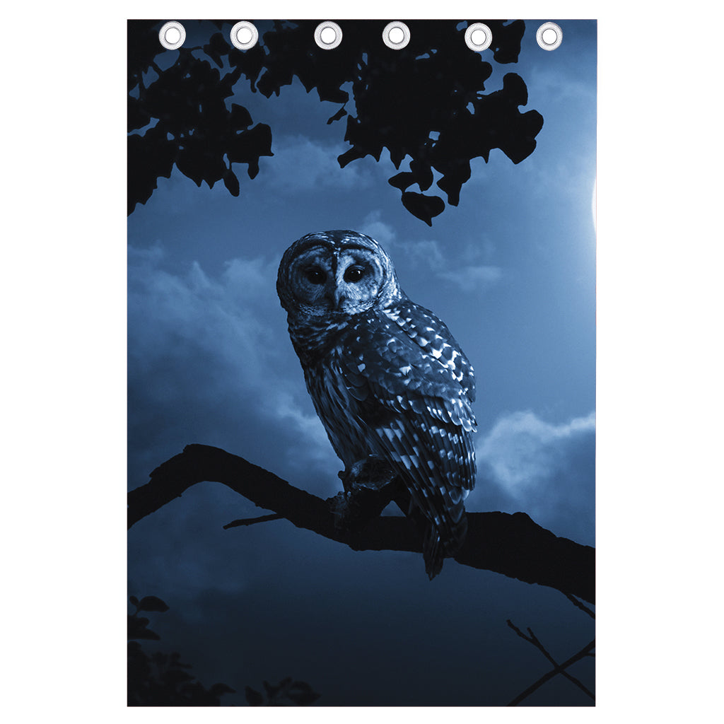 Full Moon Night Owl Print Curtain