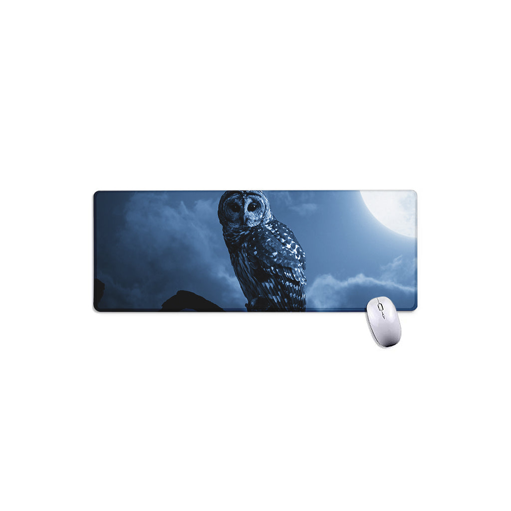 Full Moon Night Owl Print Extended Mouse Pad