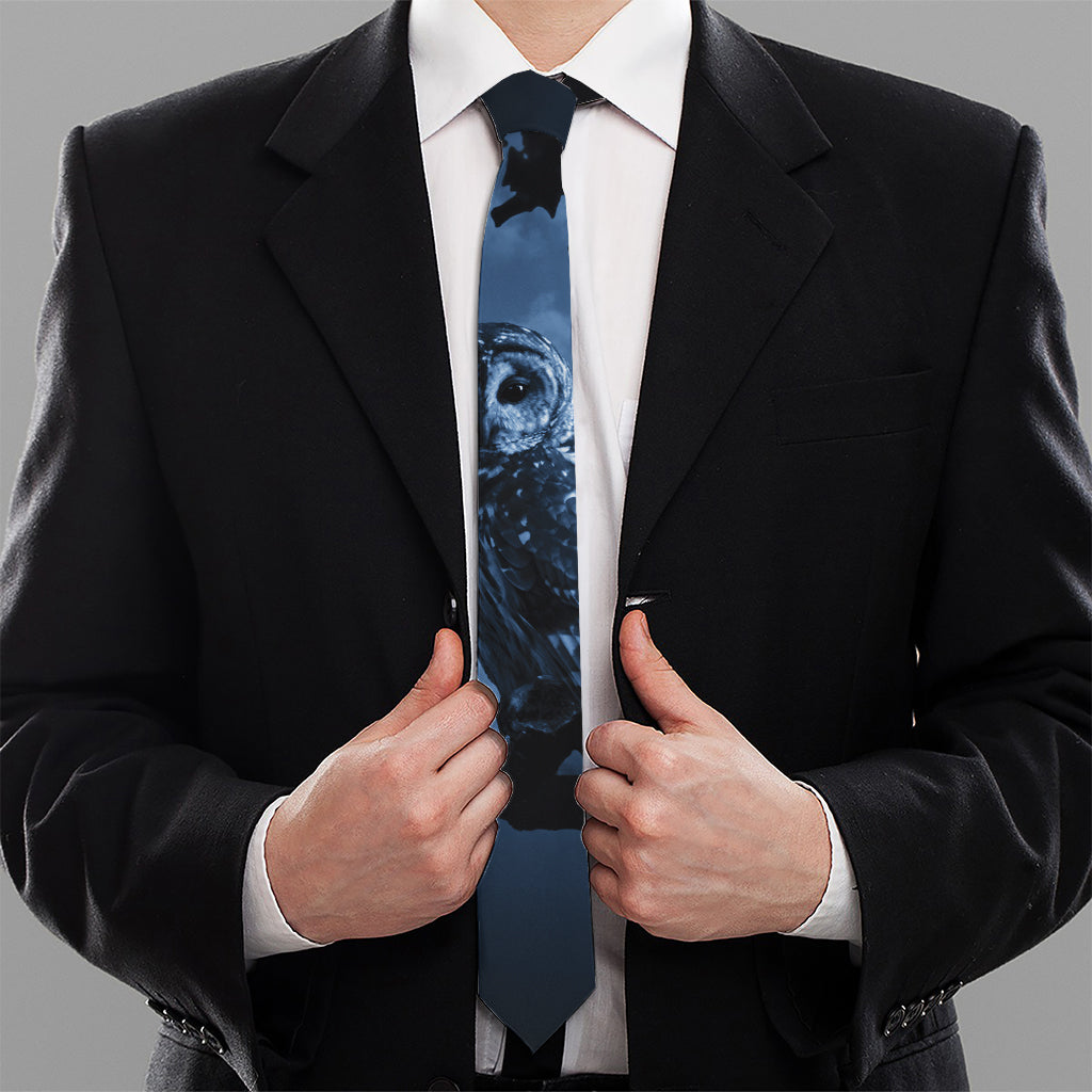 Full Moon Night Owl Print Necktie