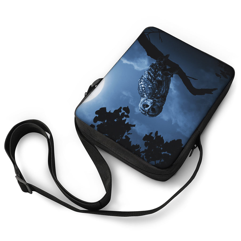 Full Moon Night Owl Print Rectangular Crossbody Bag