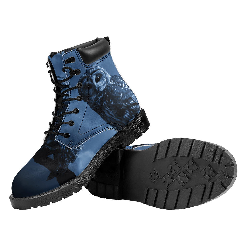 Full Moon Night Owl Print Work Boots