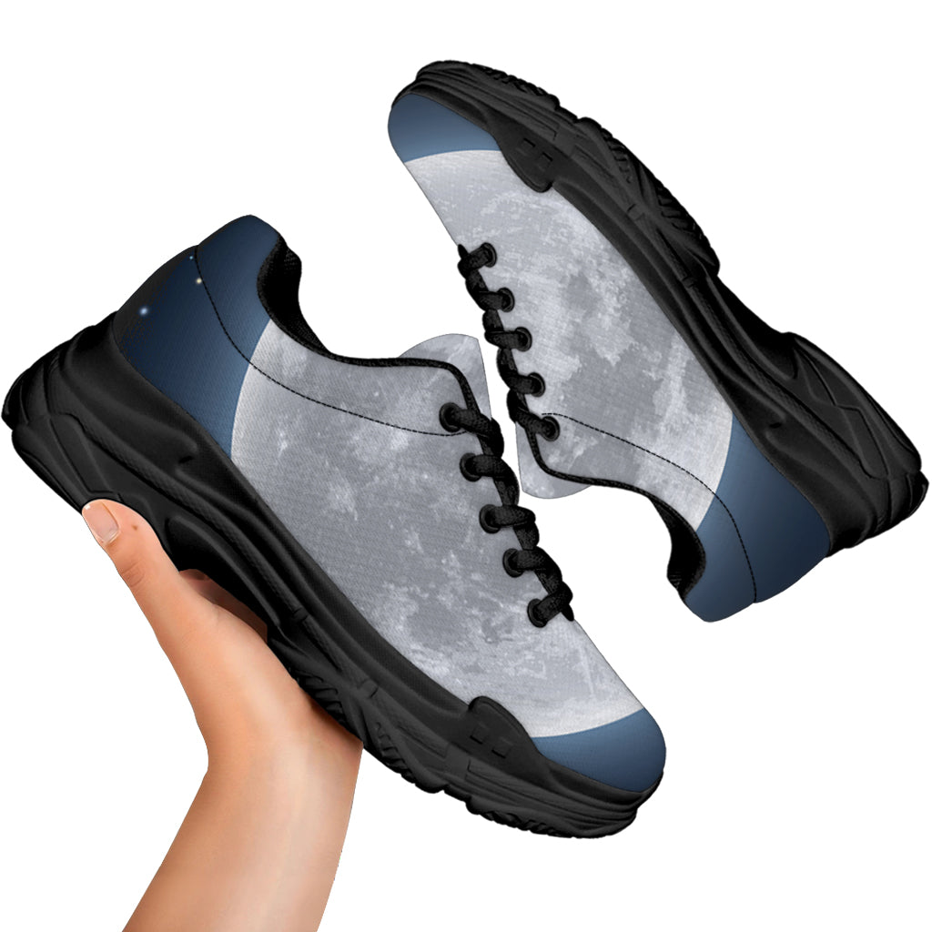 Full Moon Print Black Chunky Shoes