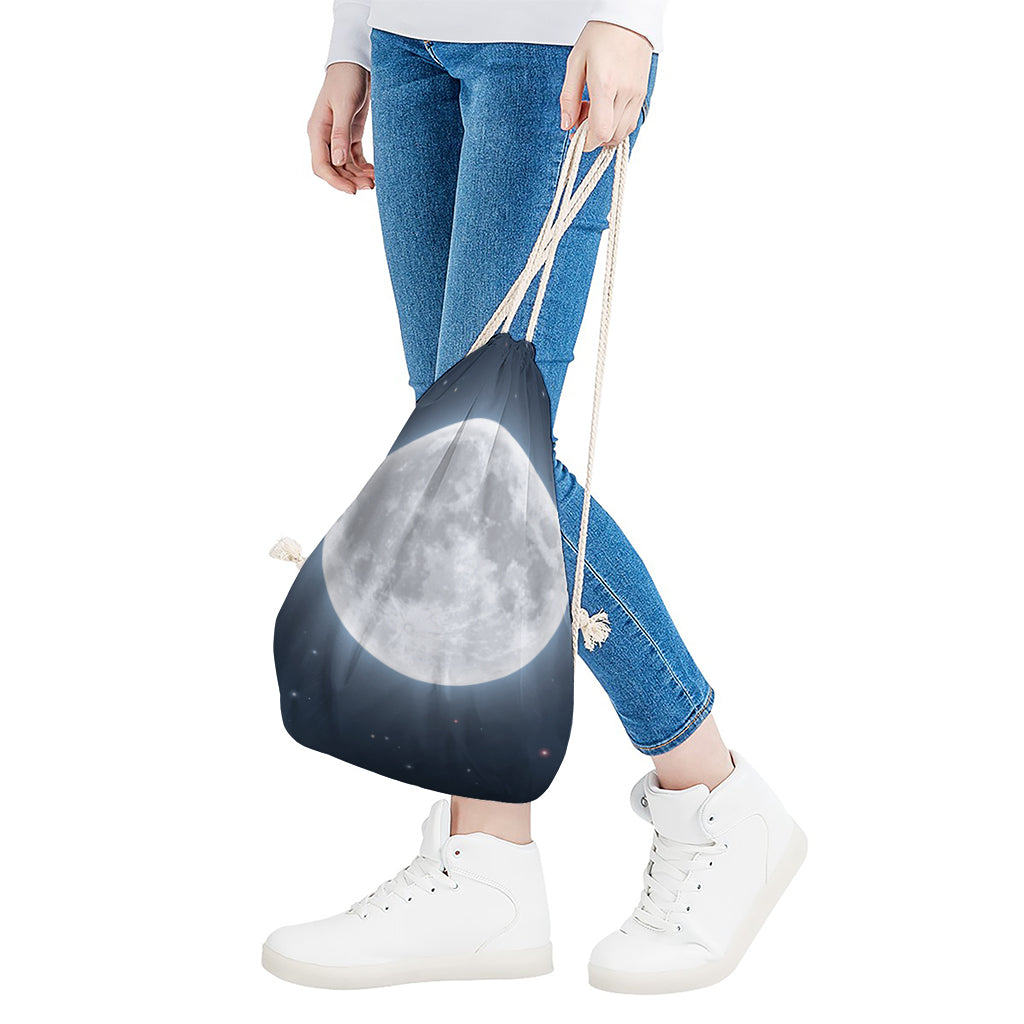 Full Moon Print Drawstring Bag