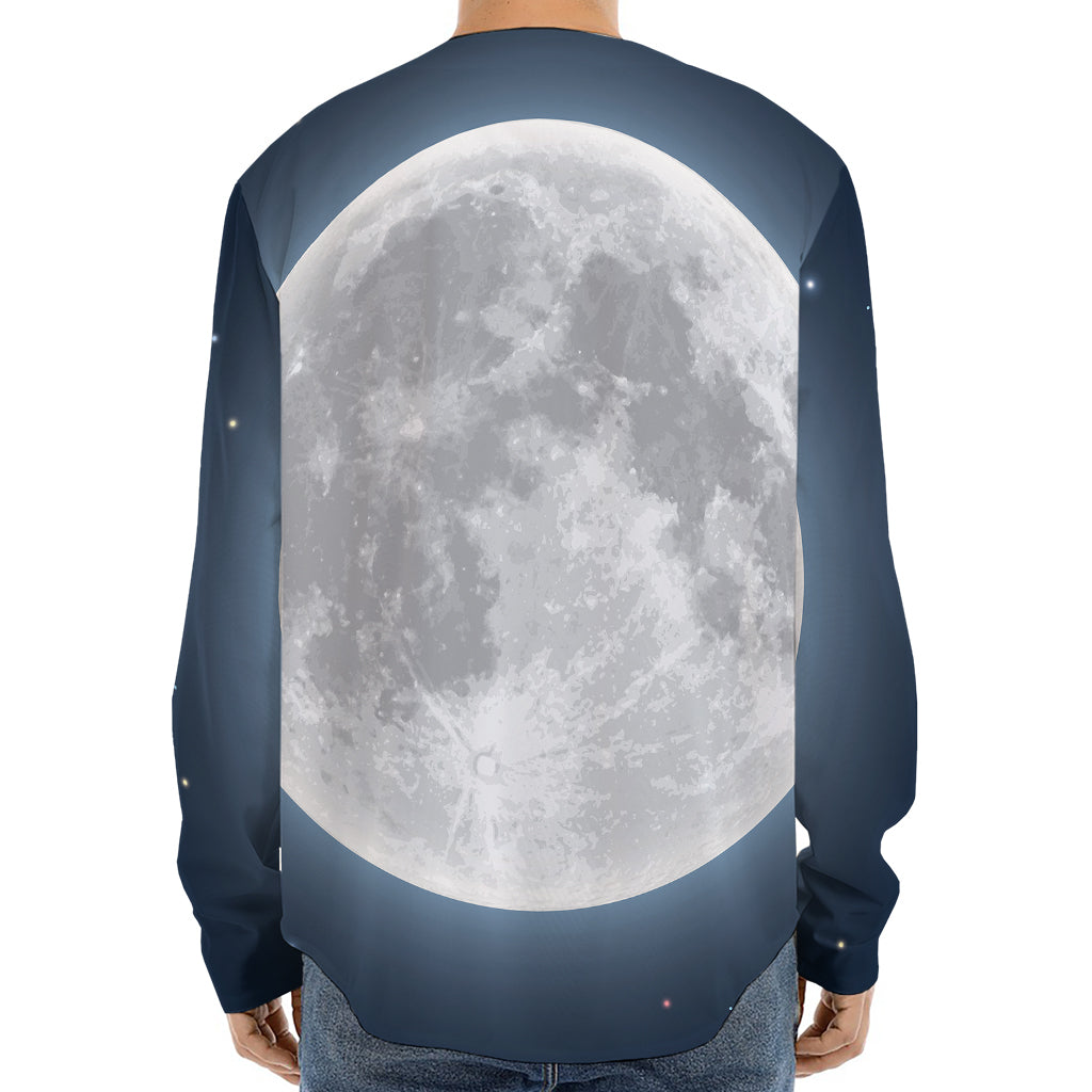 Full Moon Print Long Sleeve Baseball Jersey