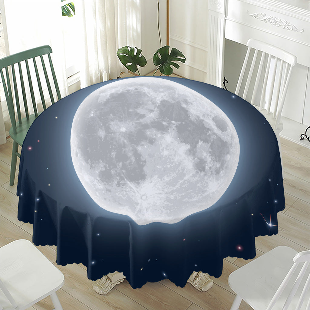 Full Moon Print Waterproof Round Tablecloth
