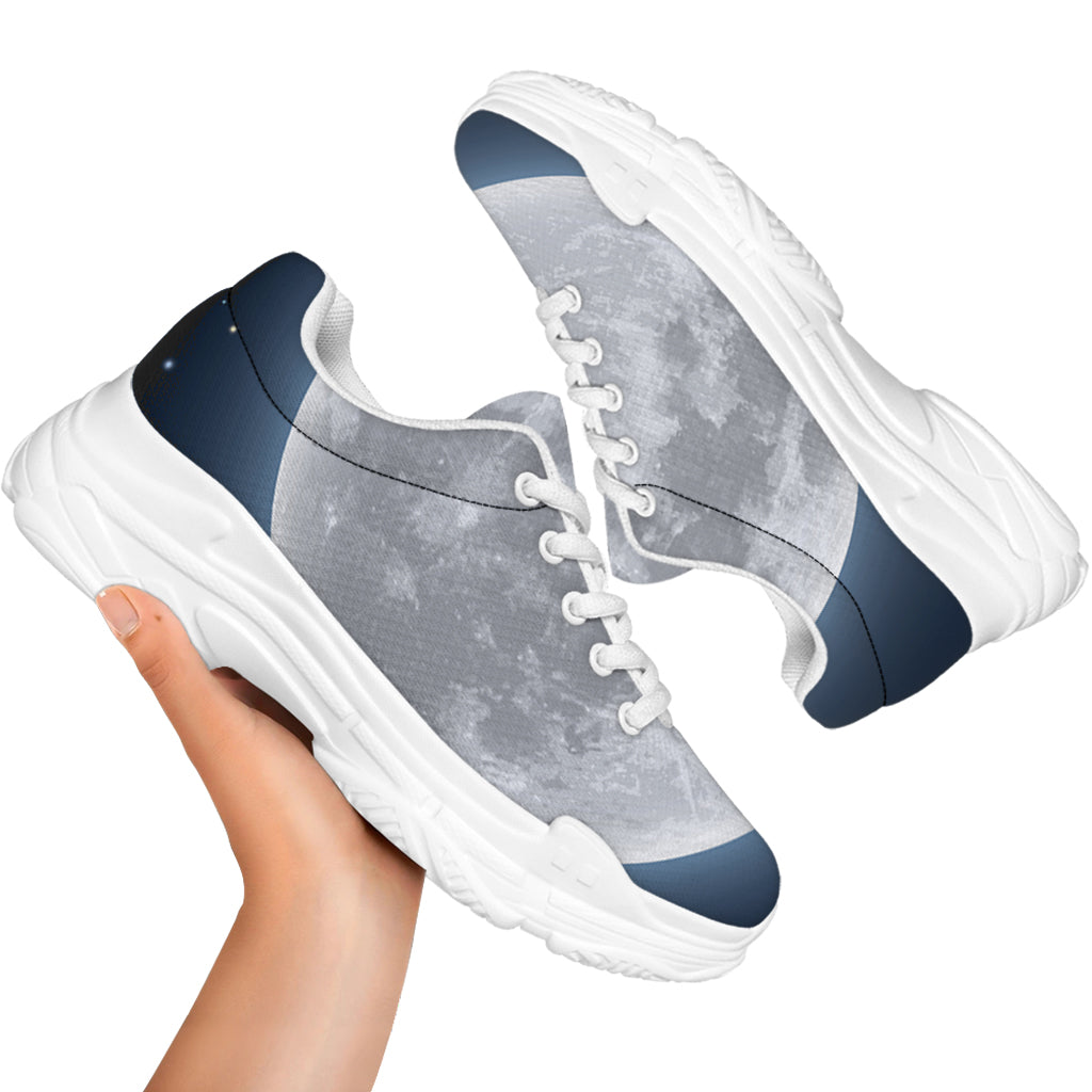 Full Moon Print White Chunky Shoes