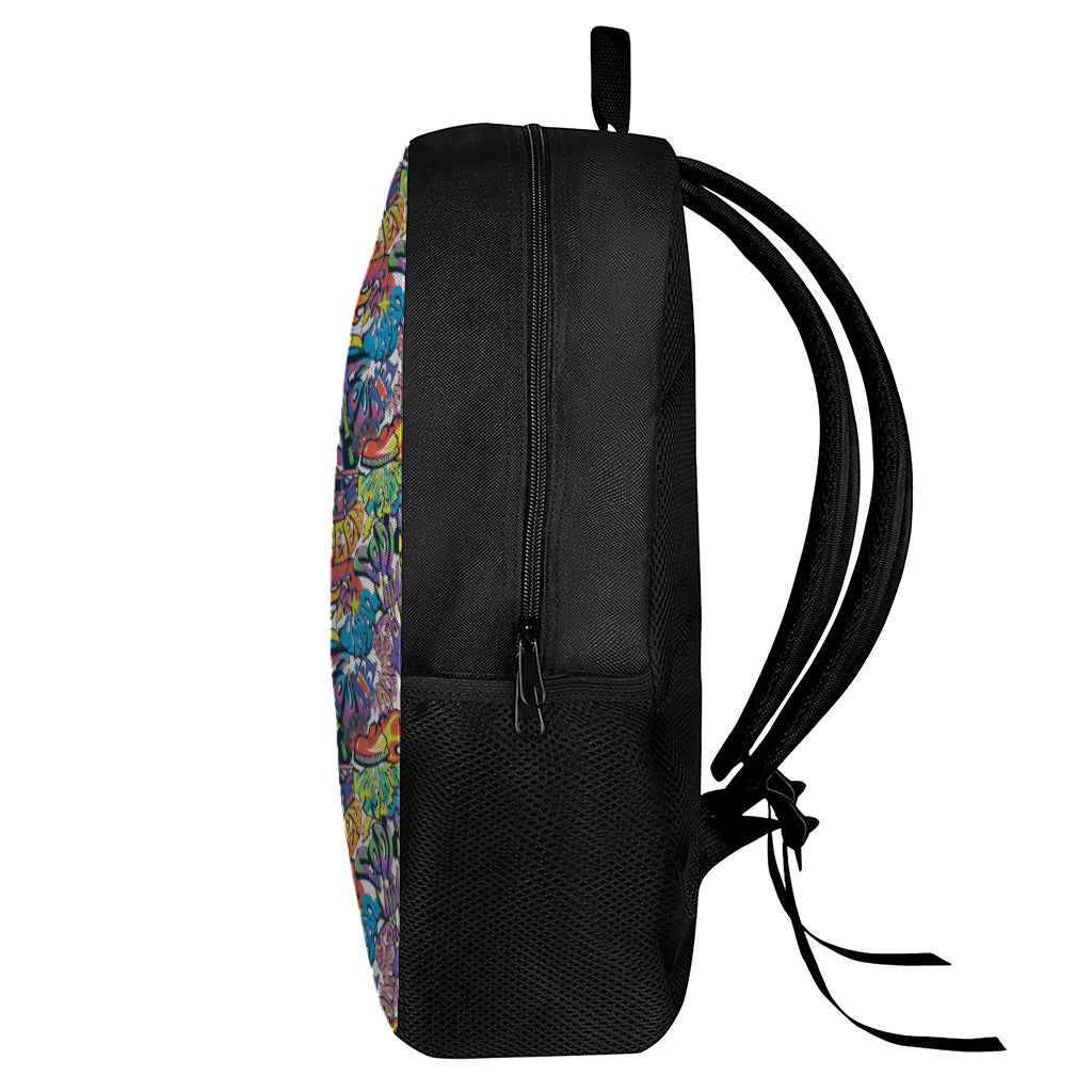 Funky Graffiti Pattern Print 17 Inch Backpack