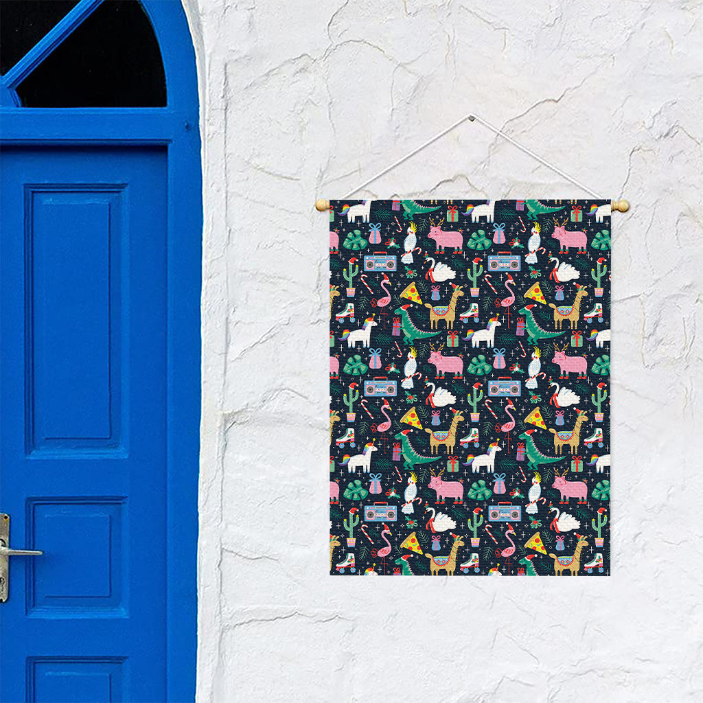 Funny Christmas Animals Pattern Print Garden Flag
