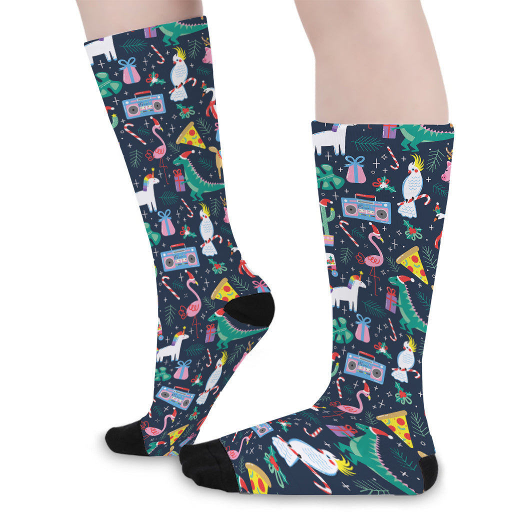 Funny Christmas Animals Pattern Print Long Socks