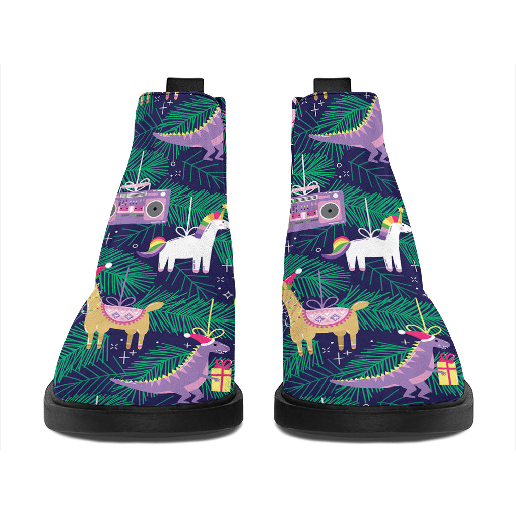 Funny Christmas Decoration Pattern Print Flat Ankle Boots