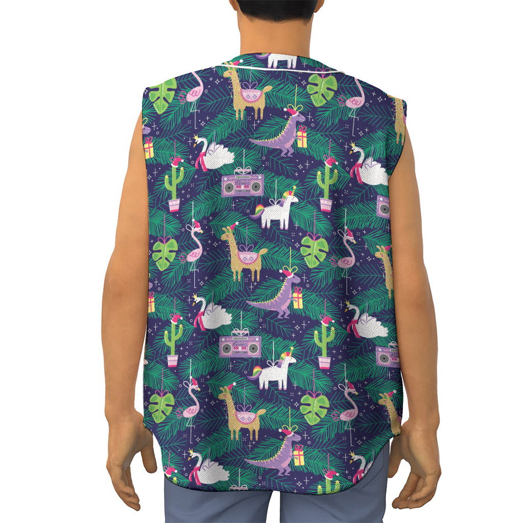 Funny Christmas Decoration Pattern Print Sleeveless Baseball Jersey
