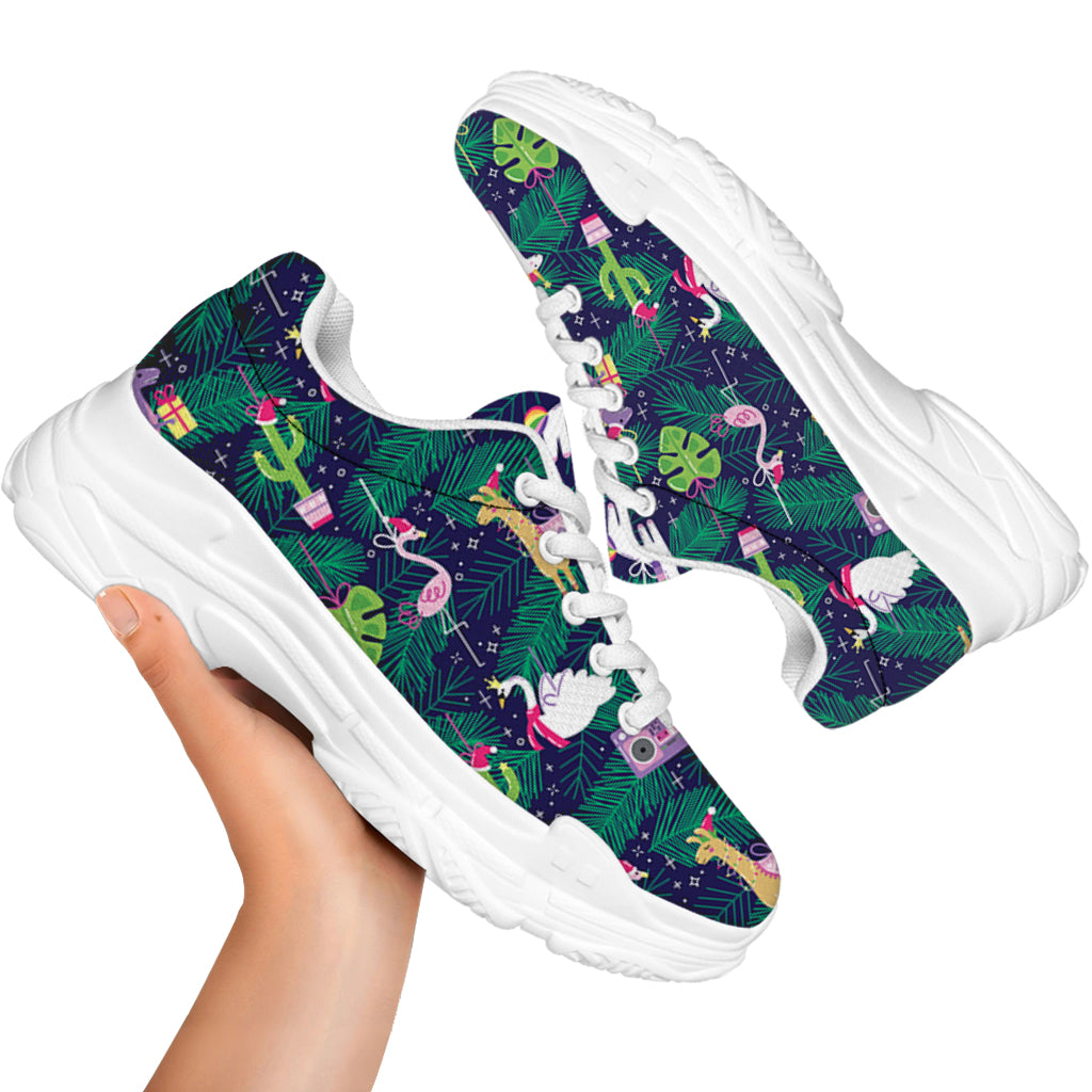 Funny Christmas Decoration Pattern Print White Chunky Shoes