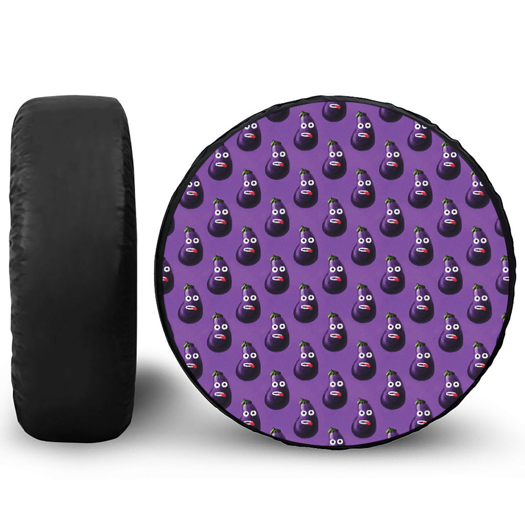 Funny Eggplant Pattern Print Tire Cover