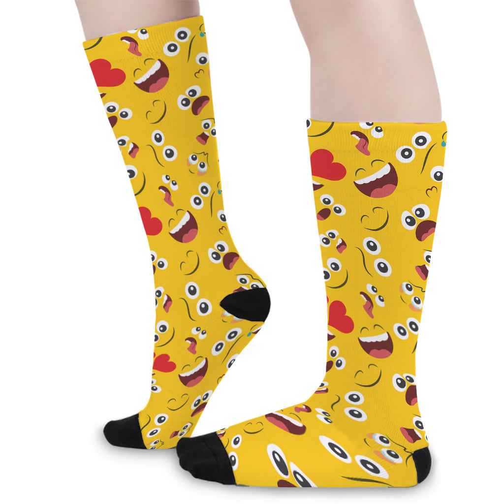 Funny Emoji Pattern Print Long Socks