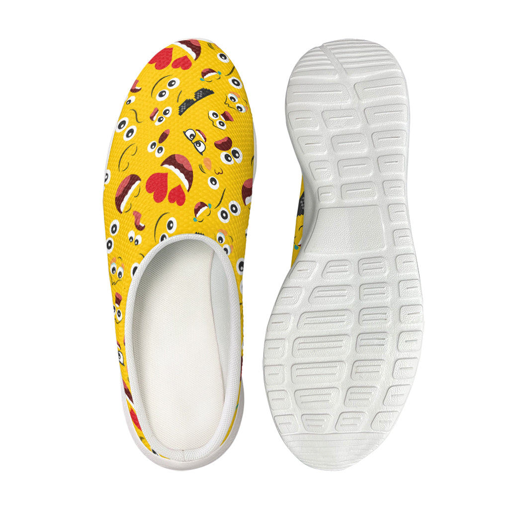Funny Emoji Pattern Print Mesh Casual Shoes