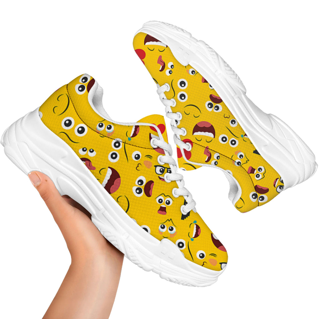 Funny Emoji Pattern Print White Chunky Shoes