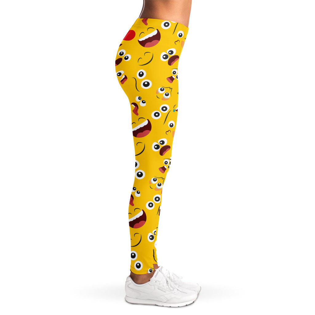 Funny Emoji Pattern Print Women's Leggings