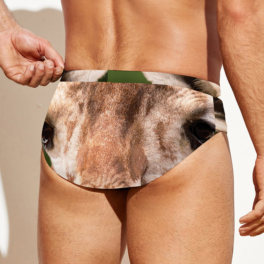Funny Giraffe Print Men's Swim Briefs