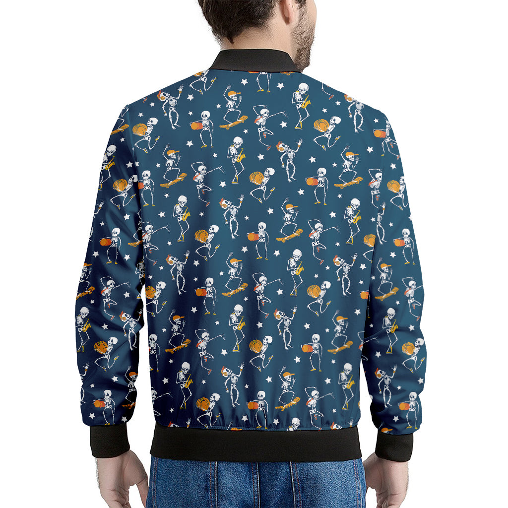 Funny Skeleton Party Pattern Print Men's Bomber Jacket