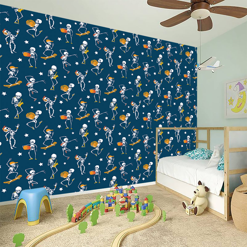 Funny Skeleton Party Pattern Print Wall Sticker