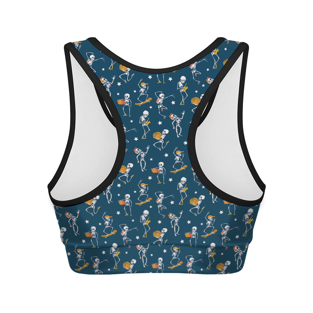 Funny Skeleton Party Pattern Print Women's Sports Bra