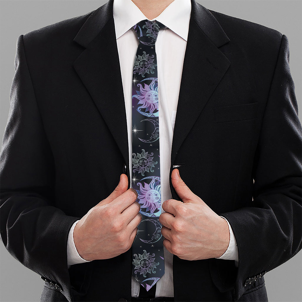 Galaxy Celestial Sun And Moon Print Necktie