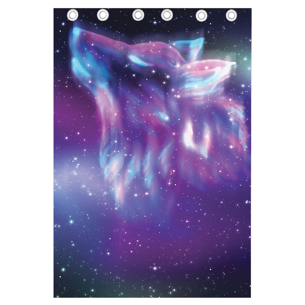 Galaxy Howling Wolf Spirit Print Curtain