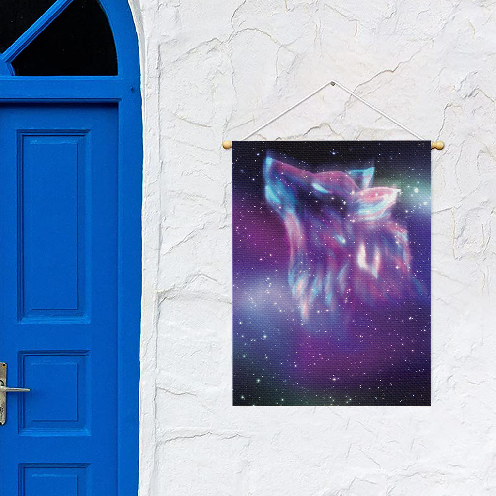 Galaxy Howling Wolf Spirit Print Garden Flag