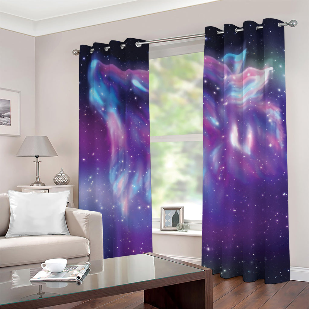 Galaxy Howling Wolf Spirit Print Grommet Curtains
