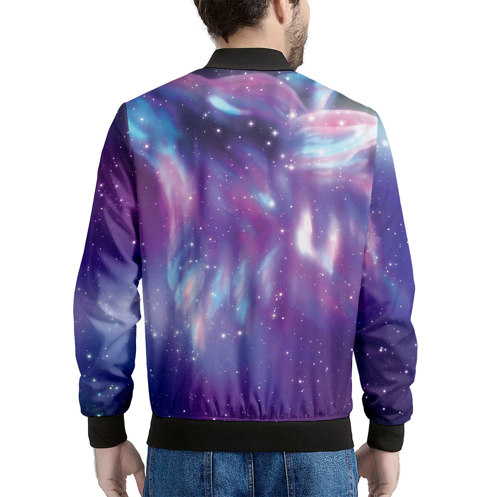Galaxy Howling Wolf Spirit Print Men's Bomber Jacket