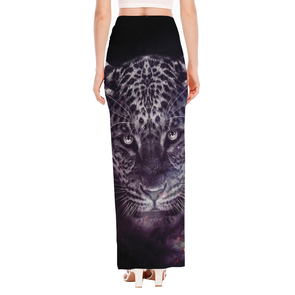 Galaxy Jaguar Print High Slit Maxi Skirt