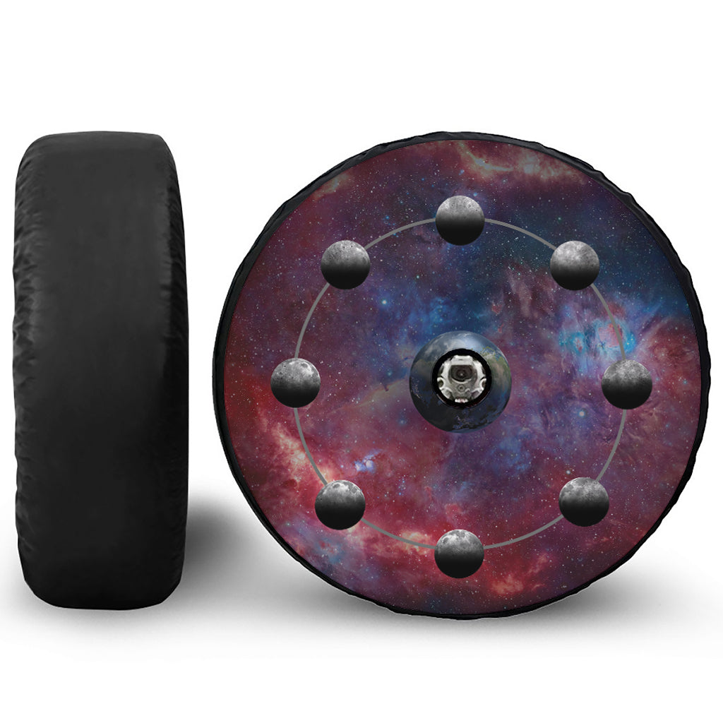 Galaxy Lunar Phase Print Tire Cover With Camera Hole