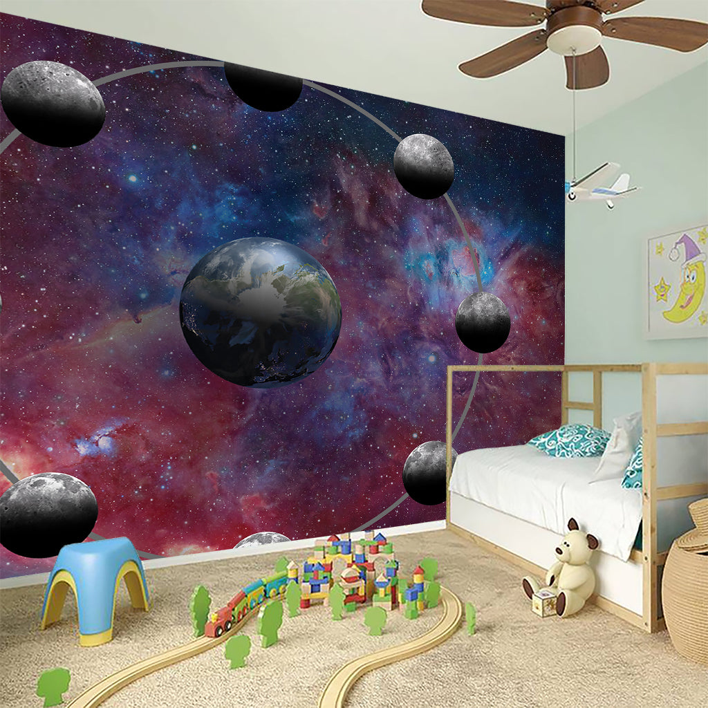 Galaxy Lunar Phase Print Wall Sticker