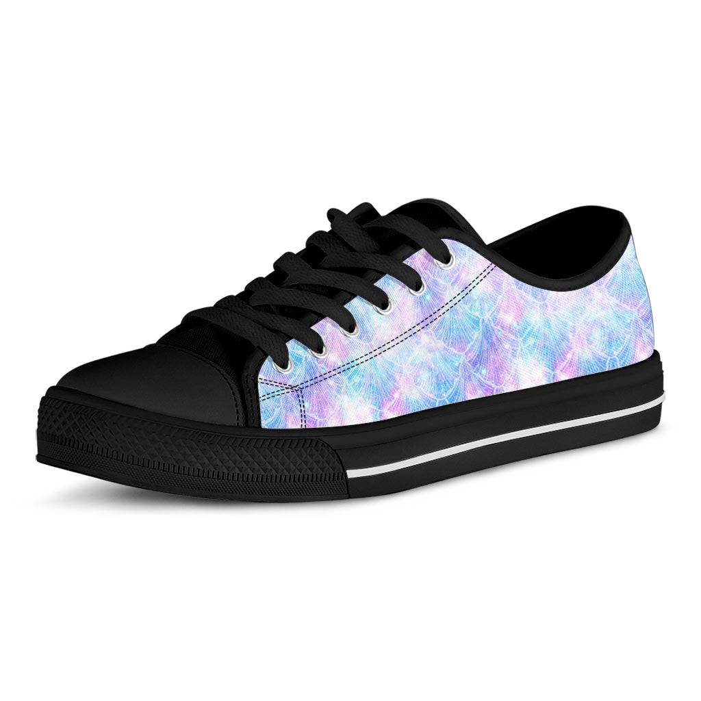 Galaxy Mermaid Scales Pattern Print Black Low Top Sneakers