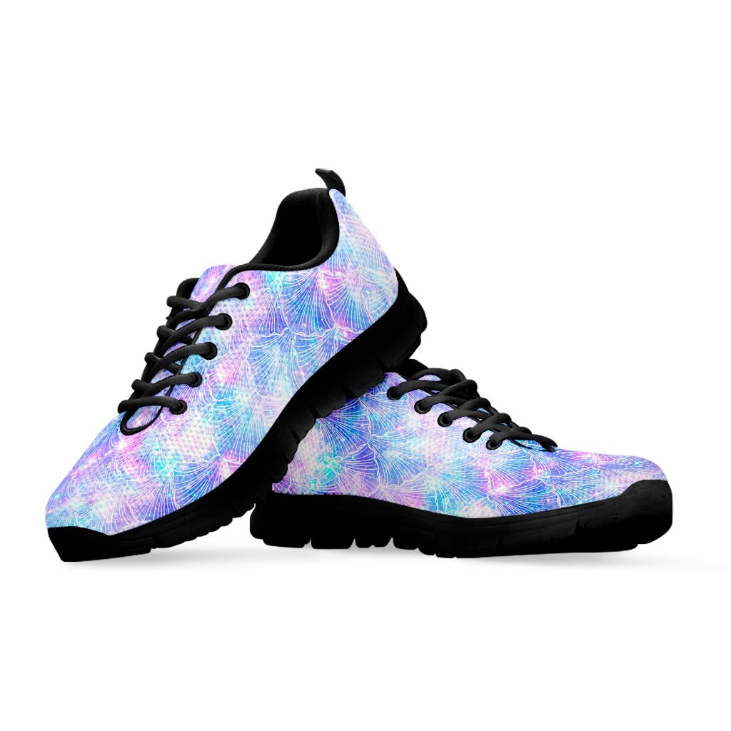 Galaxy Mermaid Scales Pattern Print Black Running Shoes