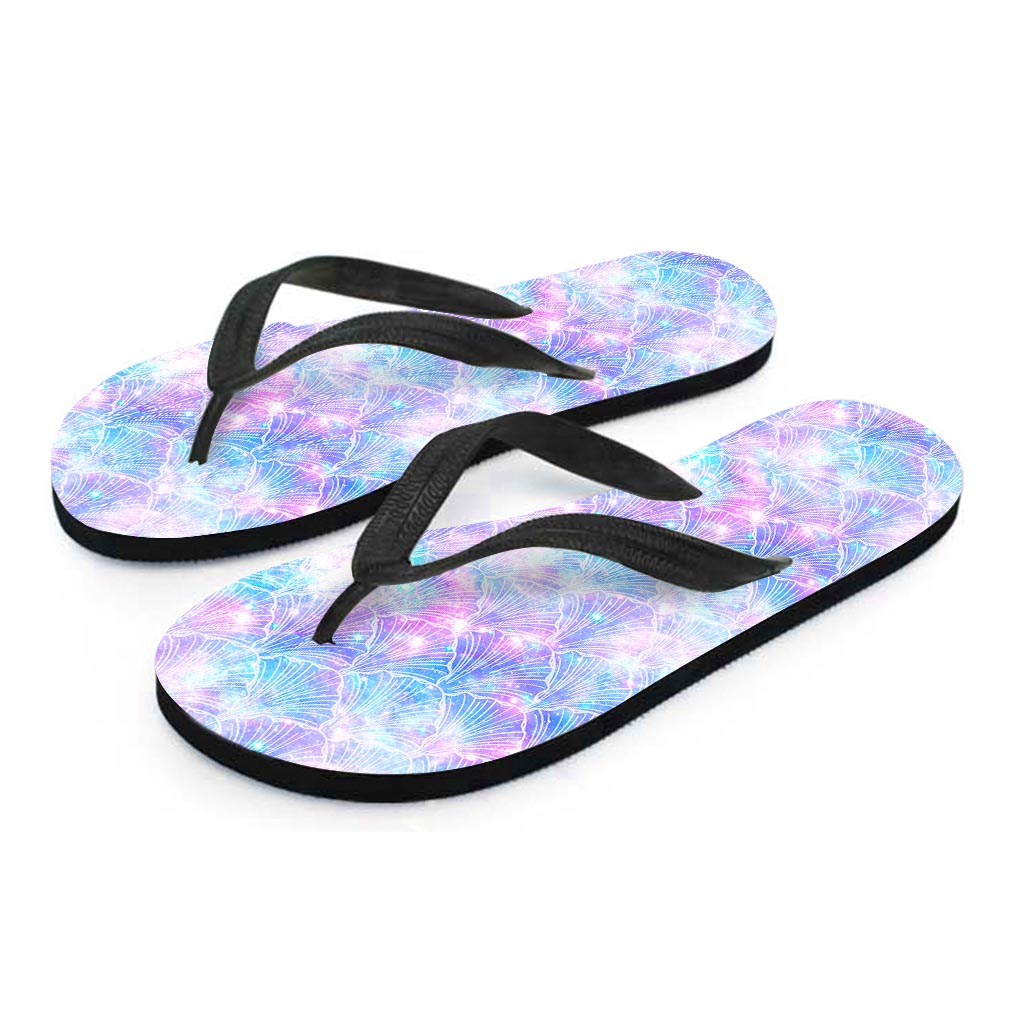 Galaxy Mermaid Scales Pattern Print Flip Flops