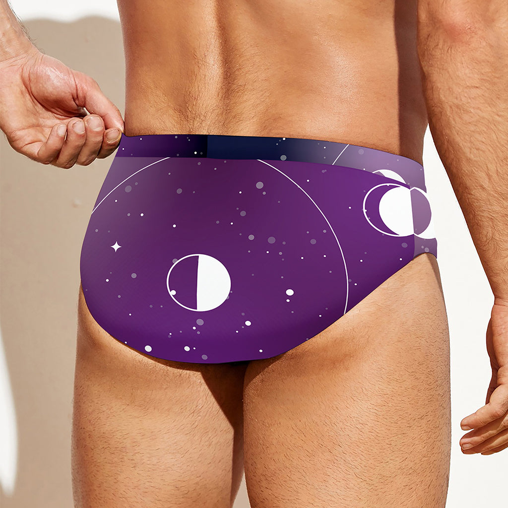 Galaxy Moon Phase Print Men's Swim Briefs