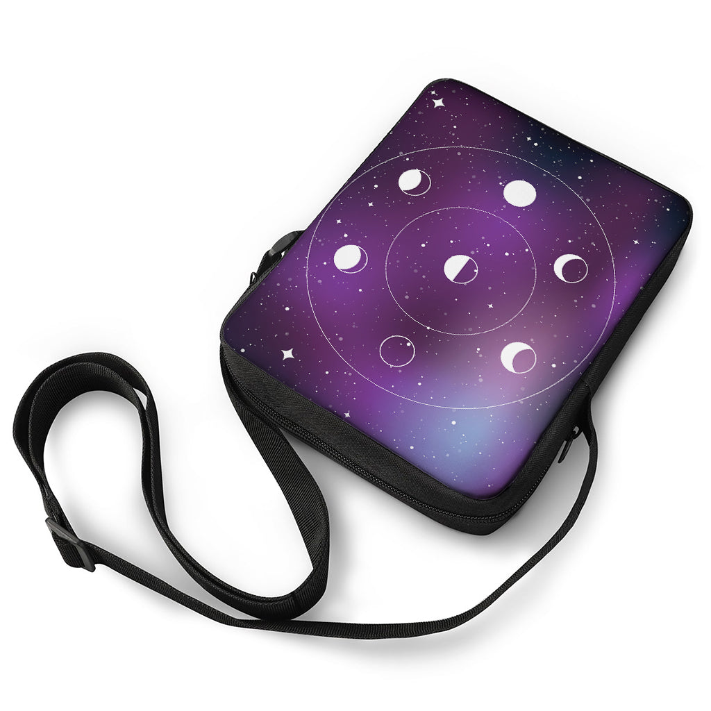 Galaxy Moon Phase Print Rectangular Crossbody Bag