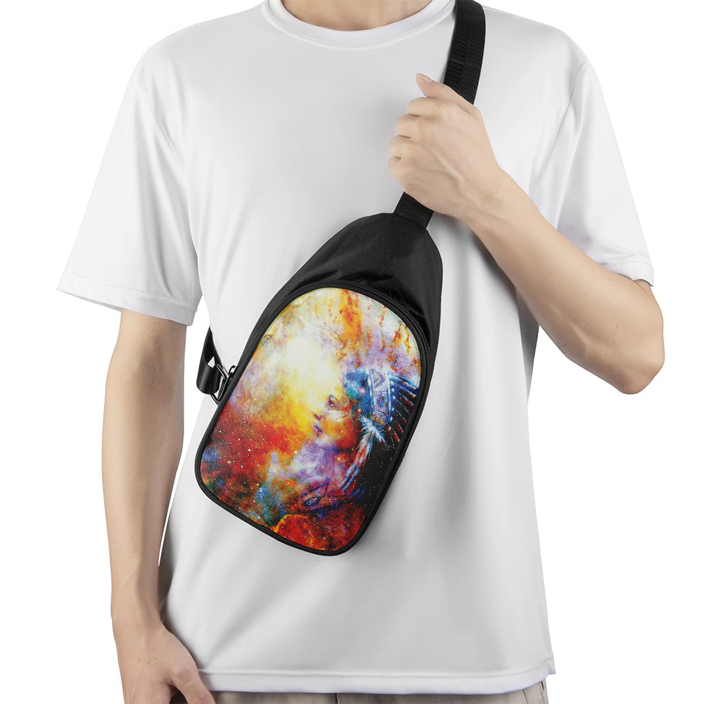 Galaxy Native Indian Woman Print Chest Bag