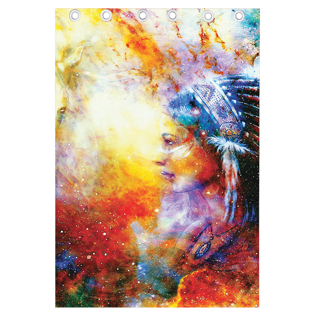 Galaxy Native Indian Woman Print Curtain